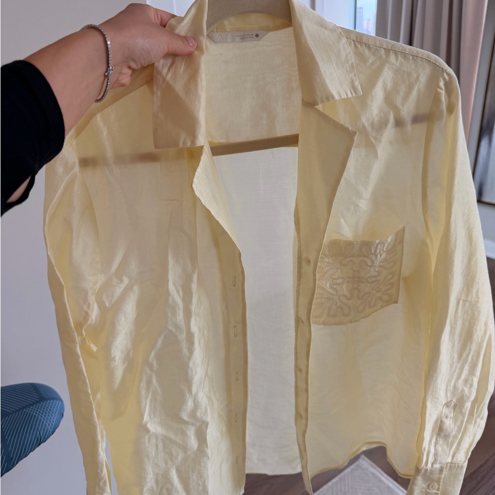 Zara Pale Yellow Lightweight Men’s Shirt Jacket
